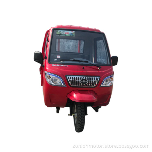 A tricycle with a cab for easy transportation
